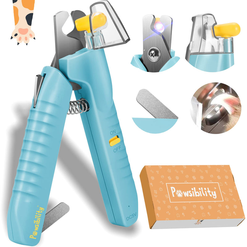 Pawsibility - Reinvented Pet Nail Clippers for Your Pal - Ultra Bright LED Light for Bloodline | Razor Sharp and Durable Blade | Vets Recommended Trimming Tool for Dogs and Cats Aqua - PawsPlanet Australia