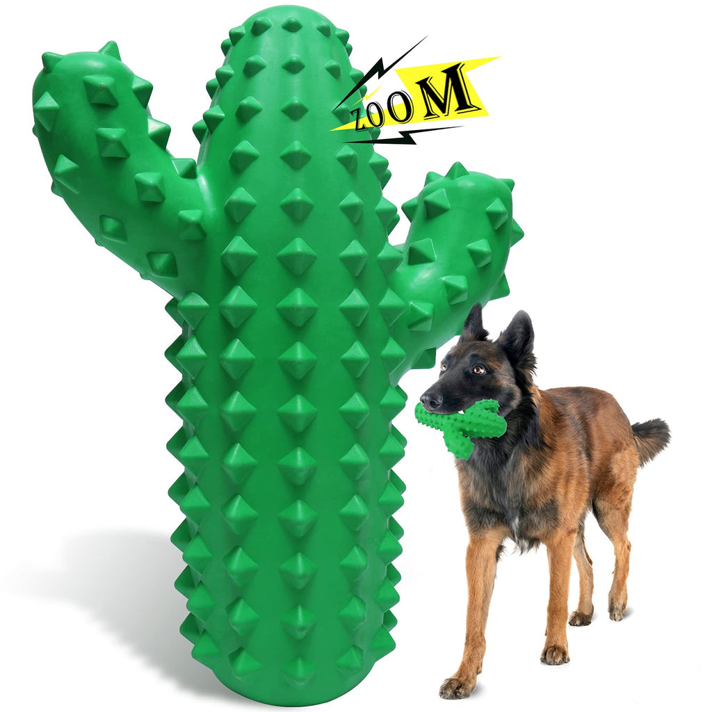 Squeaky Dog Toys for Large Breed, Comprenee Tough Dog Chew Toys for Medium Dog, Durable Natural Rubber Cactus Dog Toy for Chewers, Puppy Chew Toy for Teething Puppies with Beef Flavor Gift Training Green - PawsPlanet Australia