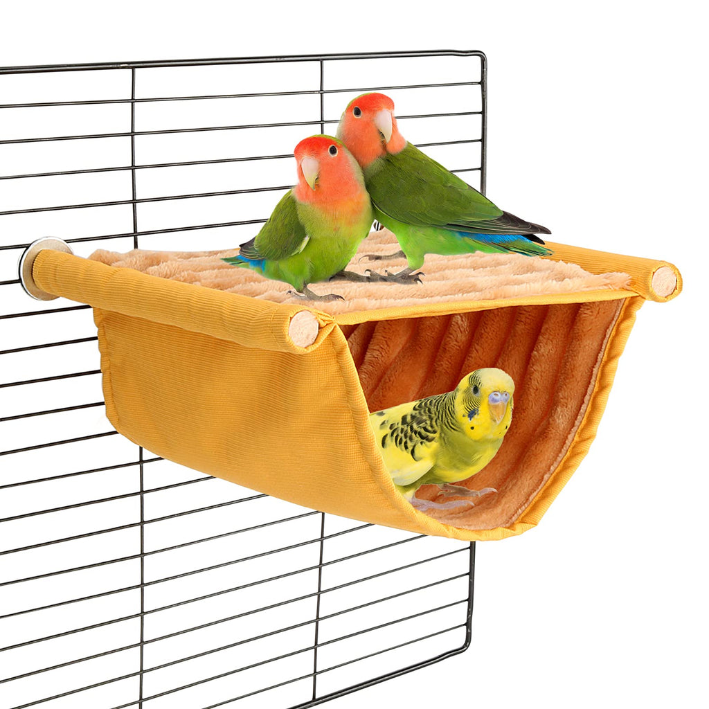 BWOGUE Winter Warm Bird Nest Bed Hanging Hammock Snuggle Hut Parrot House Tent Toy Bird Cage Perch for Parakeet Budgies Cockatiels Lovebird Cockatoo Finch Hamster Chinchilla Guinea Pig Yellow - PawsPlanet Australia
