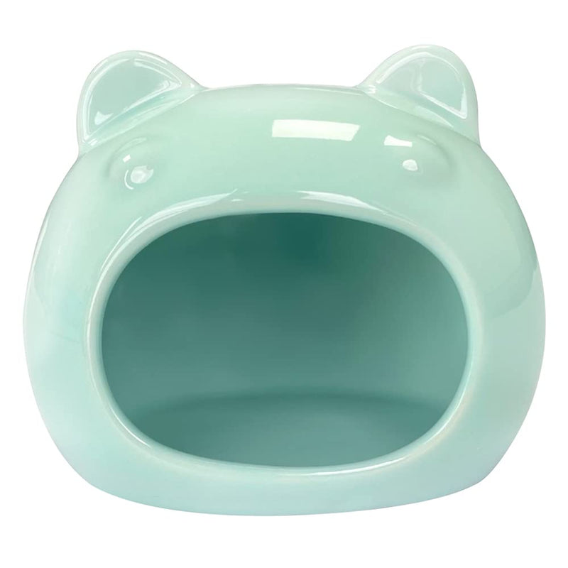 AmazeFun Small Pet Hideout Ceramic Adorable House Cozy Bed for Gerbils Hamsters Mice Mini Animals(Cyan) Cyan - PawsPlanet Australia