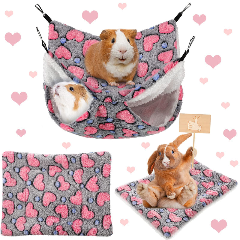 2 Pieces Guinea Pig Hamster Hanging Hammock and Warm Bed Soft Mat Set Small Pet Cage Hammock Hideout Tunnel Cave Hamster Mats for Rat Ferret Guinea Pig Squirrel Small Pet Grey - PawsPlanet Australia