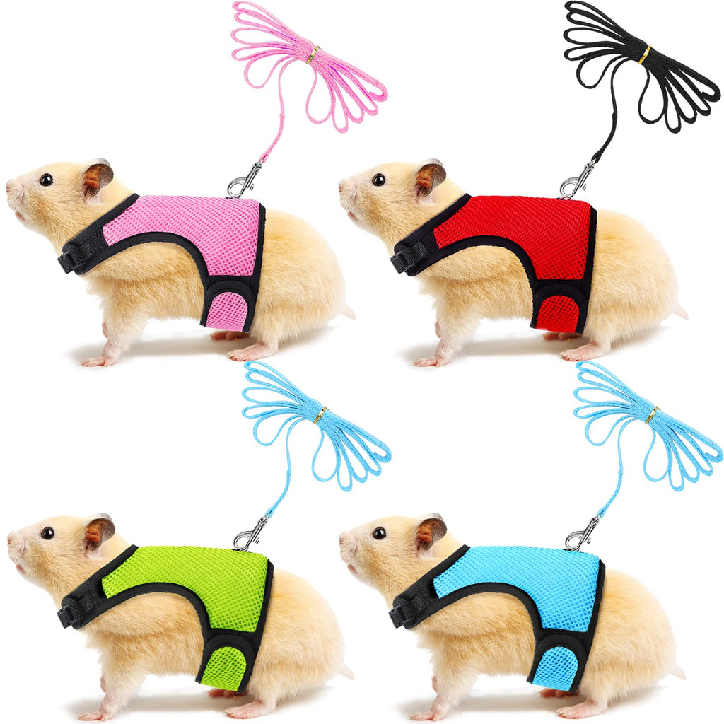 4 Pieces Rabbit Harness and Leash Set Bunny Leash Buckle Breathable Mesh Vest Rabbit Accessories for Kitten Puppy Small Pets Walking - PawsPlanet Australia