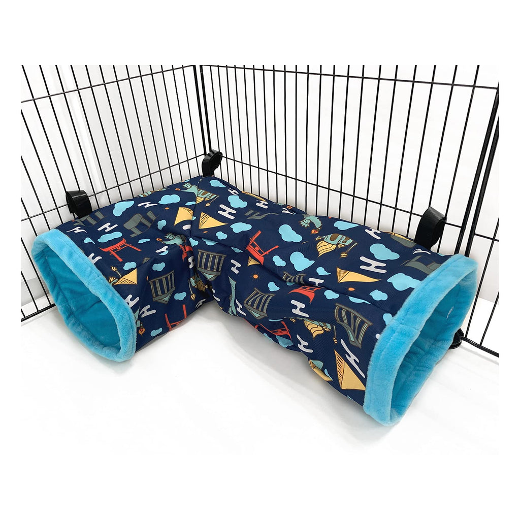 Ferret Cage Accessories Tunnel Tube Corner Hide Fleece Hideaway Bed Hammock Bed for Guinea Pig (Blue) - PawsPlanet Australia