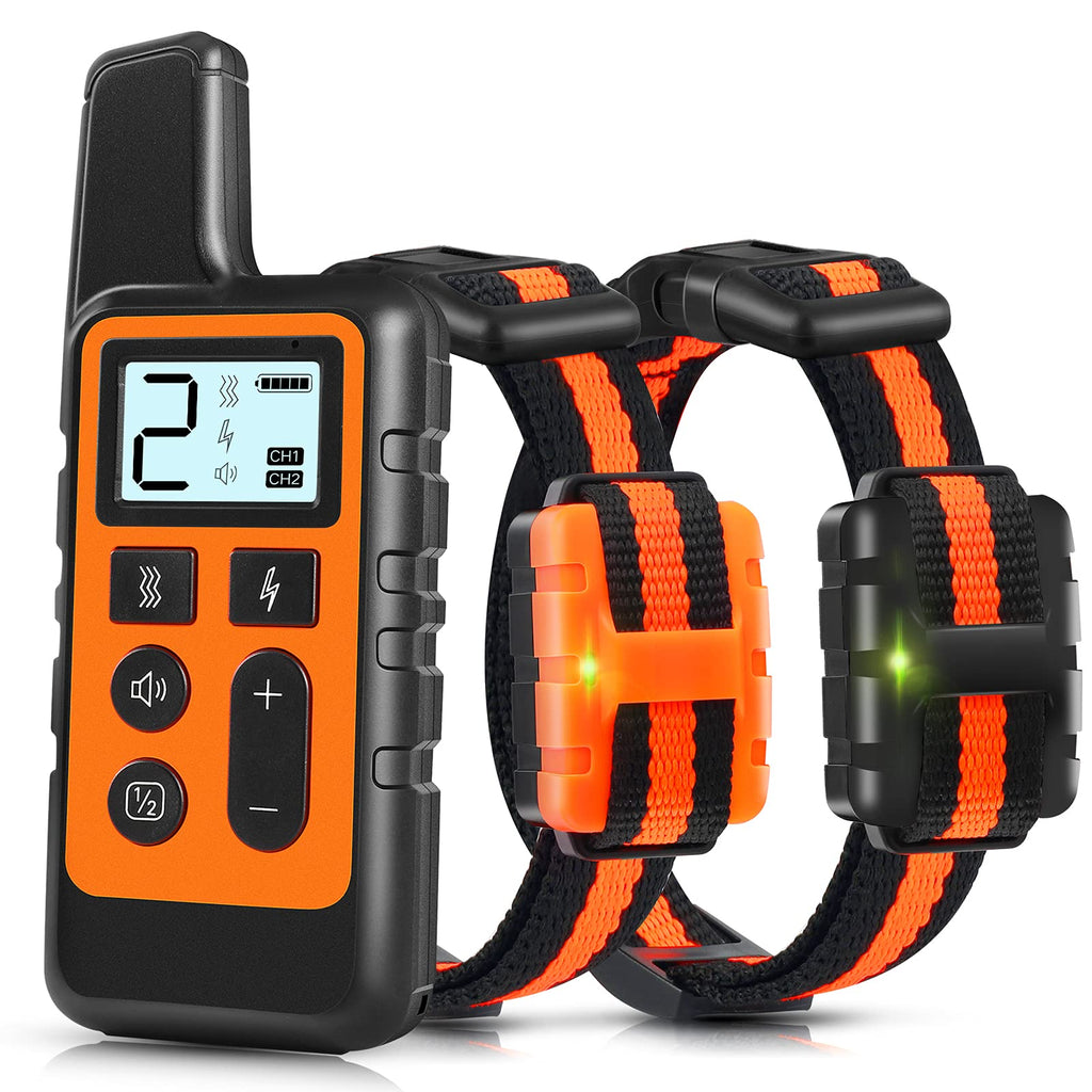 TWODEER Dog Training Collar, IPX7 Waterproof Shock Collars for Dog with Remote Range 1640ft, 3 Training Modes, Beep Vibration and Shock, Electric Dog Collar for Small Medium Large Dogs Black&Orange - PawsPlanet Australia