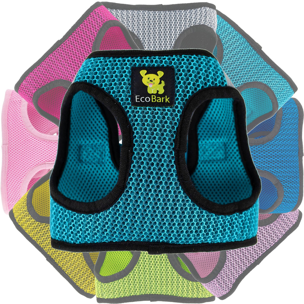 EcoBark Step in Dog Harness Reflective Soft Ultra Padded Mesh Dog Harnesses for XXS, XS, Small, and Medium Dogs Eco-Friendly Comfort Secure Halter No Pull Adjustable Pet Vest XXX-Small 2 to 3 lbs (Pack of 1) Aqua Sport - PawsPlanet Australia