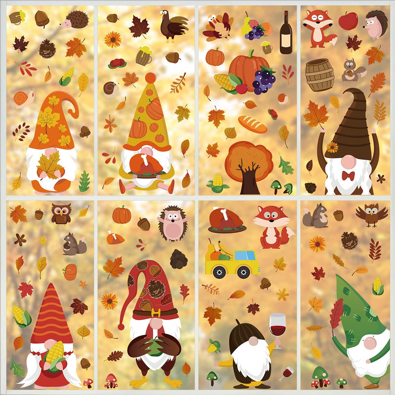 Fall Window Clings 133PCS Fall Gnome Decorations Autumn Window Stickers Window Decals for Fall Thanksgiving Home Party Decor Favors Supplies - PawsPlanet Australia