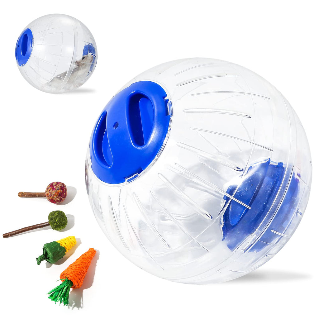 Hamster Exercise Ball, 6 Inch Silent Hamster Mini Running Activity Exercise Ball, Running Sport Jogging Wheel with 4 Cute Hamster Chew Toys, for Hamsters Gerbils Mice Rat Blue - PawsPlanet Australia