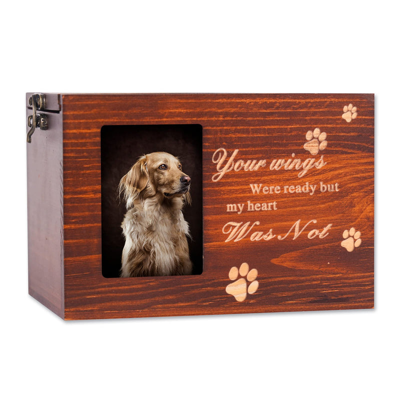 BZTSGJ Pet Urns for Dogs or Cats Ashes Personalized Photo Frame Pet Cremation Urns Wooden Pet Memorial Keepsake Cat or Dog Memory Box with Black Flannel as Lining Brown - PawsPlanet Australia