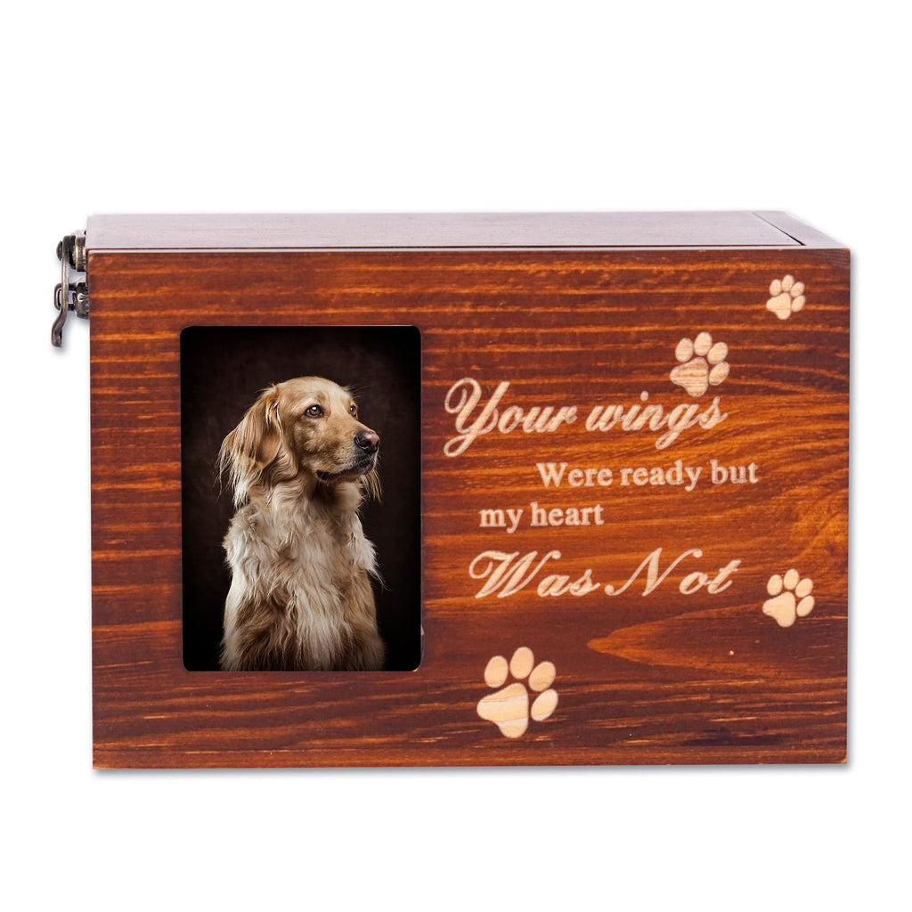 Pet Urns Bone Ash Wood Box for Dog or Cat Pet Memorial Keepsake Wooden Lettering Memory Lightweight Box with Photo Frame Memorial Commemorate Funeral - PawsPlanet Australia