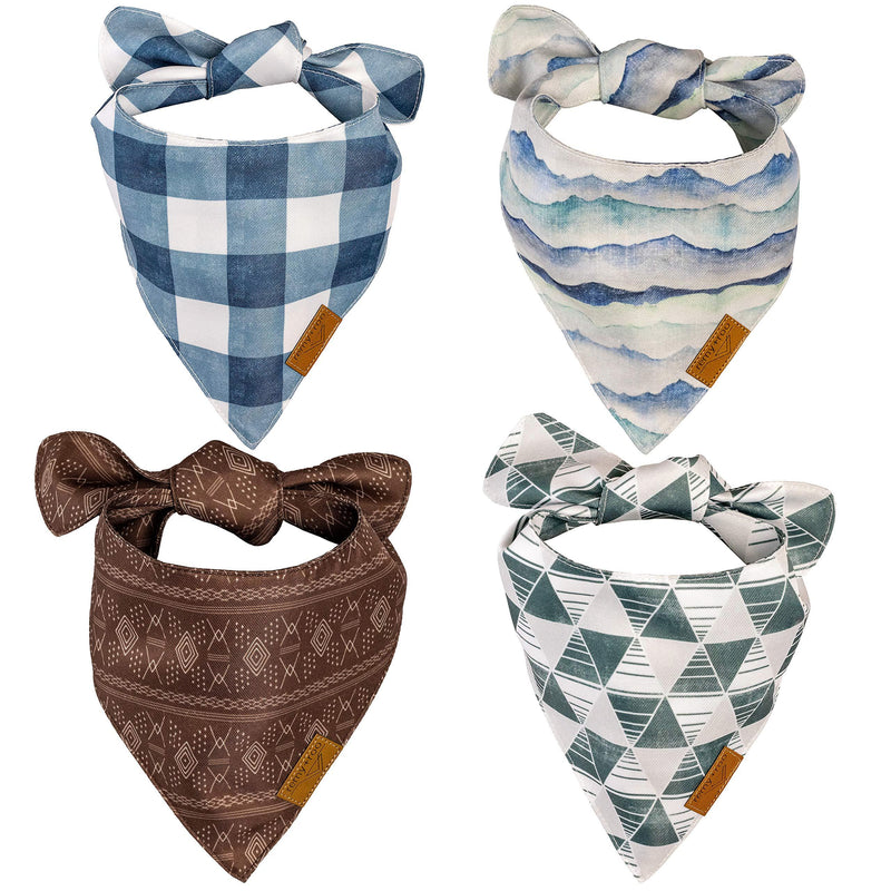 Remy+Roo Dog Bandanas - 4 Pack | Ryan Set | Premium Durable Fabric | Unique Shape | Adjustable Fit | Multiple Sizes Offered X-Large - PawsPlanet Australia