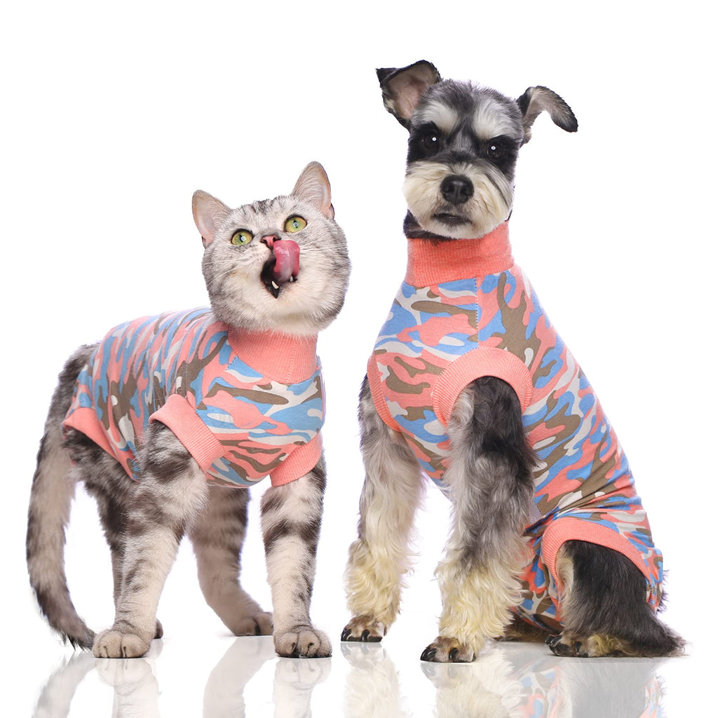 Cat Professional Recovery Suit for Abdominal Wounds and Skin Diseases,E-Collar Alternative for Cats and Dogs, After Surgey Wear Anti Licking, Recommended by Vets L Camouflag - PawsPlanet Australia