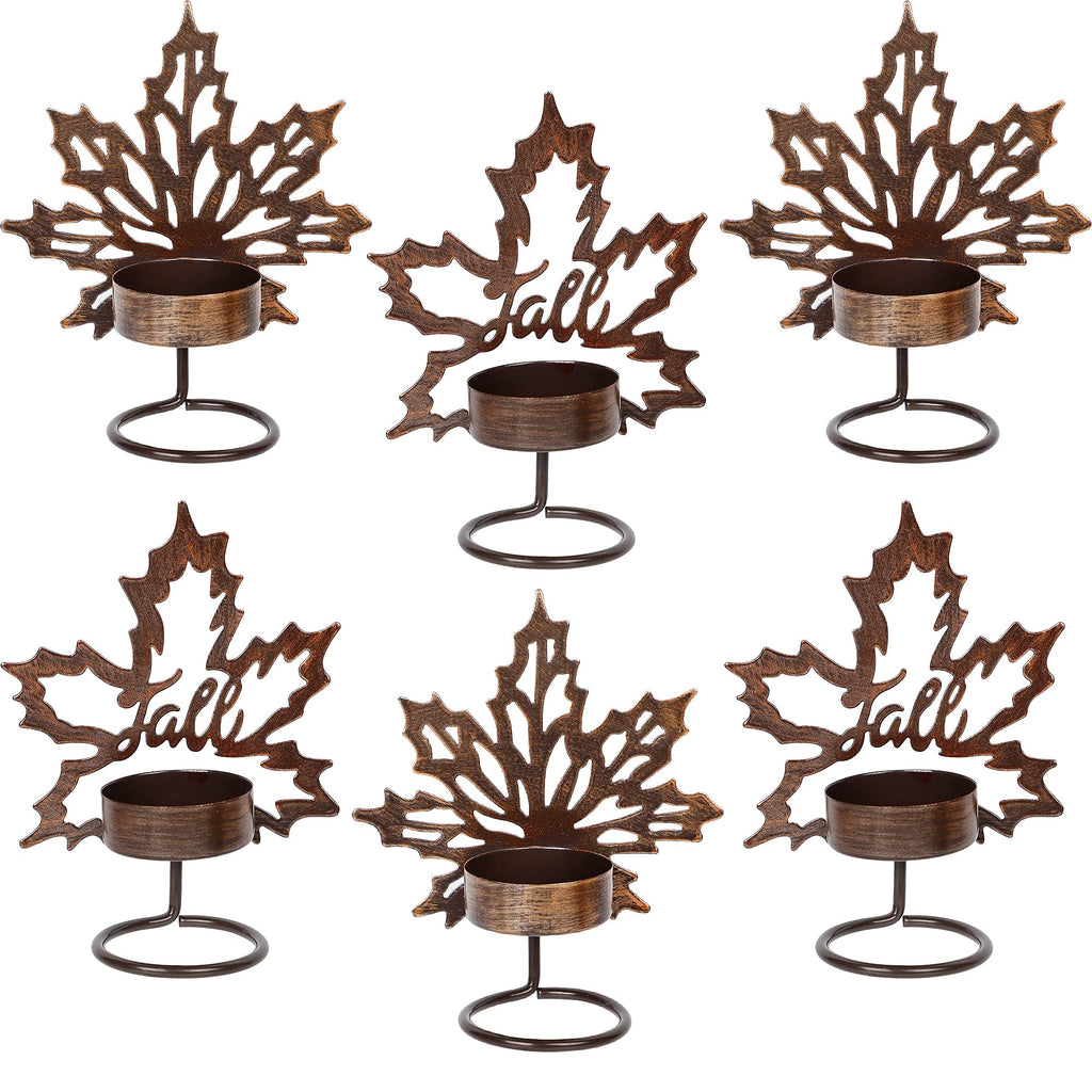 MAGGIFT Set of 6 Maple Leaf Tea Light Candle Holders Metal Thanksgiving Centerpiece, Fall Autumn Harvest Home Tabletop Decorations Holiday Rustic Decor, Table Display Kitchen Thanksgiving Decor - PawsPlanet Australia