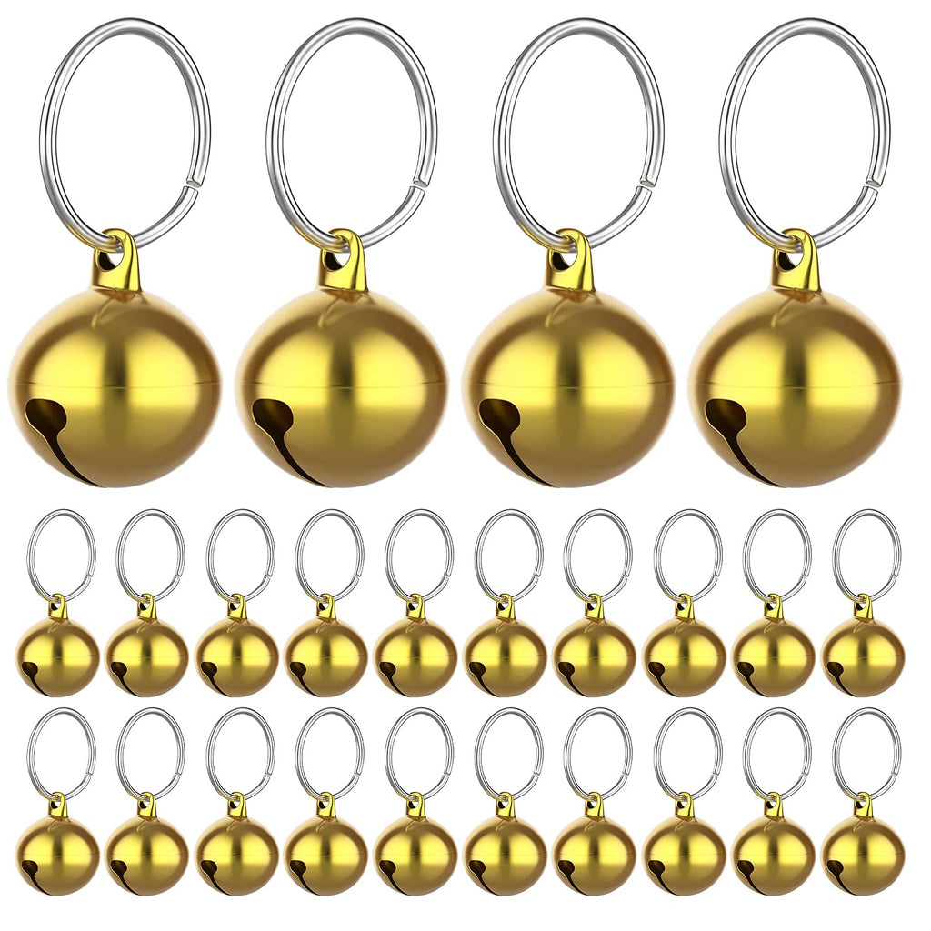 Molain 24pcs Cat Bells with Keyrings- Dog Collar Bells, Training Jingle Bell Collar Pendant Pet Accessories Festival Party DIY Small Bells Gold - PawsPlanet Australia
