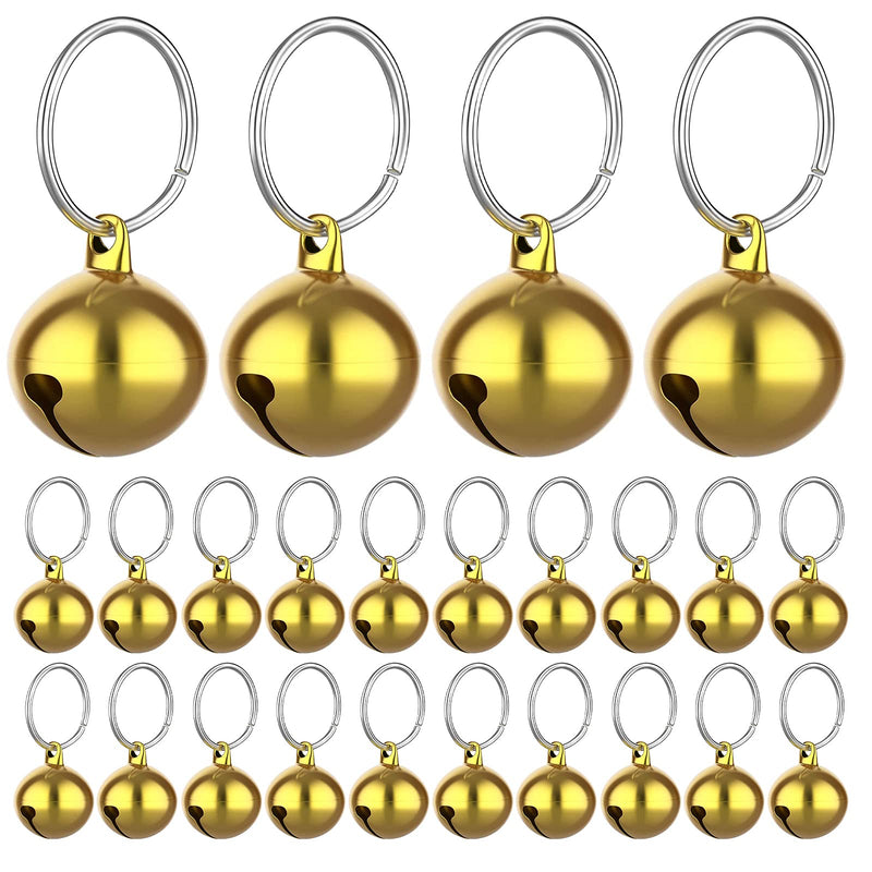 Molain 24pcs Cat Bells with Keyrings- Dog Collar Bells, Training Jingle Bell Collar Pendant Pet Accessories Festival Party DIY Small Bells Gold - PawsPlanet Australia