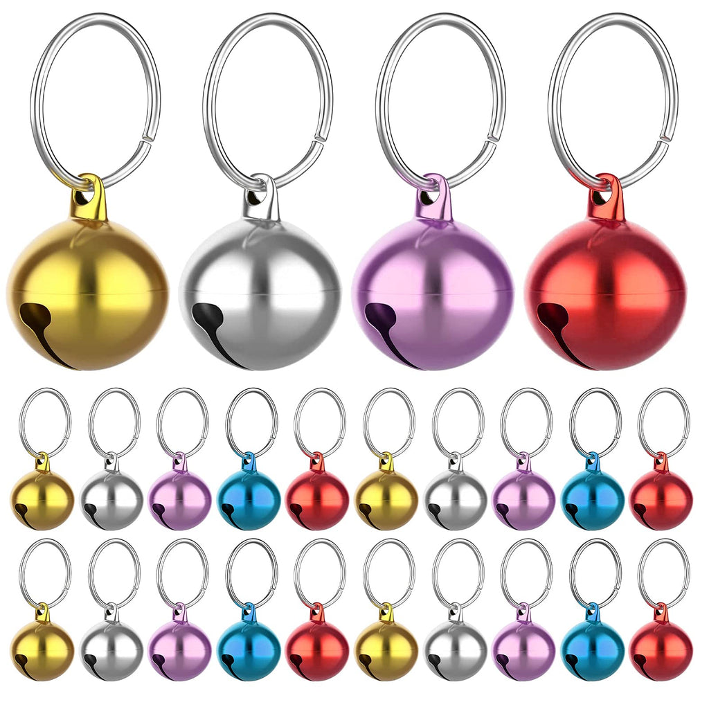 Molain 24pcs Cat Bells with Keyrings- Dog Collar Bells, Training Jingle Bell Collar Pendant Pet Accessories Festival Party DIY Small Bells Mixed Color - PawsPlanet Australia