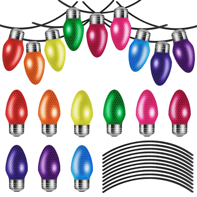 Janmini 48 Pieces Christmas Car Magnets Set 24 Pieces Reflective Light Bulb Shaped Car Magnets with 24 Pieces Magnet Wires Reflective Magnet Lights Stickers for Christmas Car Door Refrigerator Decors - PawsPlanet Australia