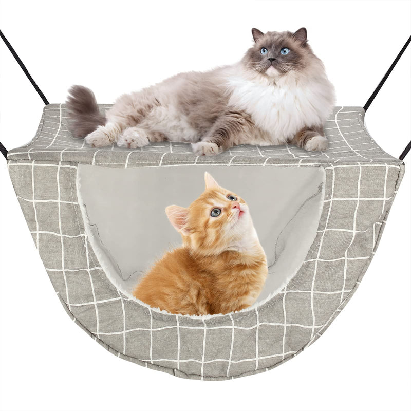 2 Tier Hanging Cat Cage Hammock, Breathable Small Animal Sleeping Bag with Thin & Plush Mat Double-Side Ferret Chair Cage Hammock with Adjustable Belt for Puppy Kitty Rabbit White - PawsPlanet Australia