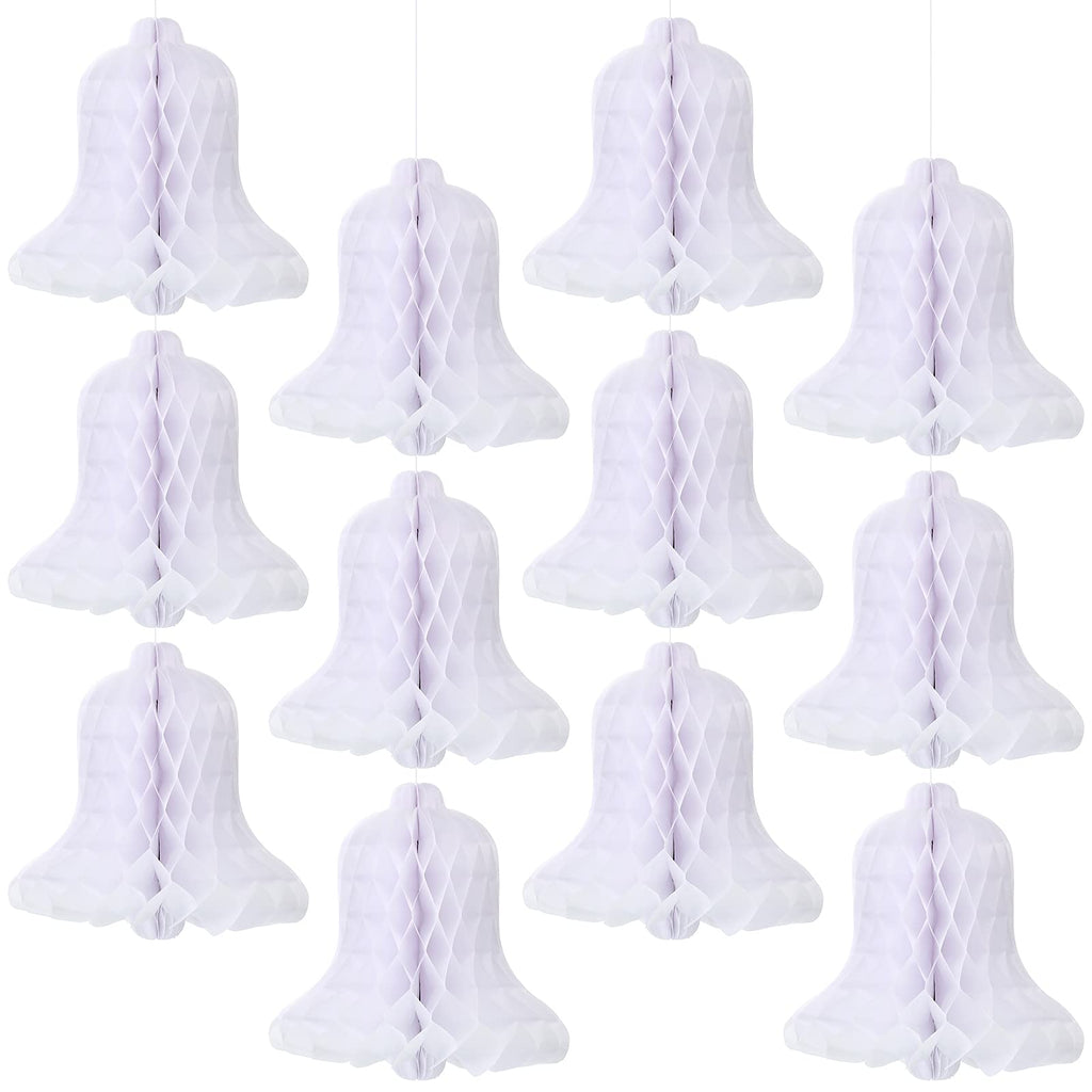 Leitee 12 Pieces White Wedding Honeycomb Bells White Bridal Honeycomb Bells 7.9 Inch Paper Bells Hanging Honeycomb Decorating Supplies for Weddings, Parties, Baby Showers, Christmas - PawsPlanet Australia