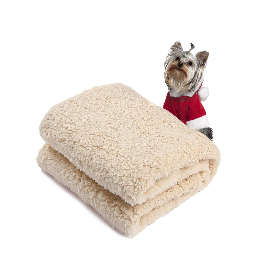 Cozy Fleece Dog Blanket Medium Fuzzy Soft Washable Puppy Blankets Sherpa Couch Pet Cat Throw Anxiety Weighted Bed Pad Cover Beige Beige01 M (31"x39") - PawsPlanet Australia