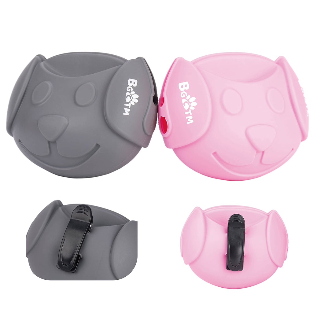 2pcs Silicone Dog Treat Pouch for Dark Gray and Pink，Dog Walking Fanny Pack with Pet Food Storage Containers，Portable Dog Treat Bag for Leash with Magnetic Closure and Waist Clip - PawsPlanet Australia