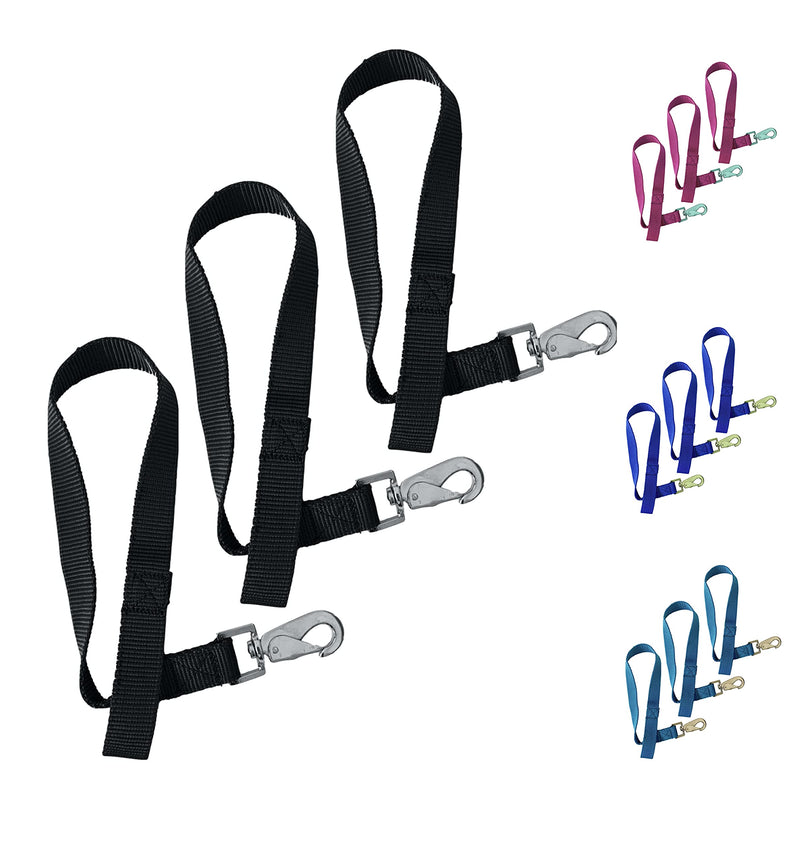 Majestic Ally Pack of 3 Horse Bucket Strap Hangers – Practical and Easy Design for Indoor or Outdoor Use -Set of 3,-1"x22" Black - PawsPlanet Australia