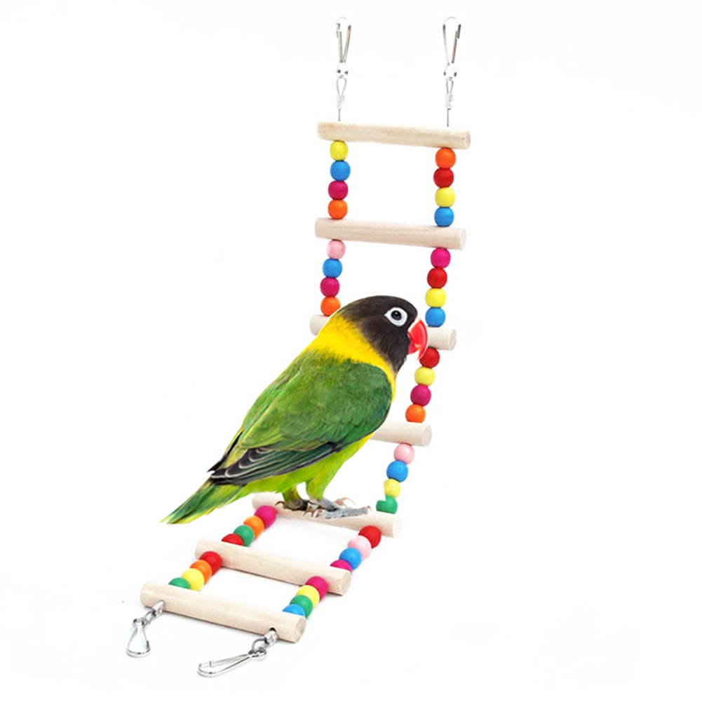 Pet Bird Ladder Toys Hanging Parrot Cage Accessories Hammock Swing Toy Helps Birds with Balance for Parakeets, Cockatiels, Lovebirds, Conures, Finches 7 Ladders - PawsPlanet Australia