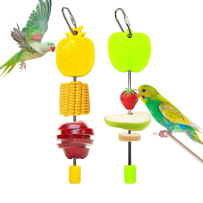 Bonaweite 2 Pack Bird Food Holder, Pet Parrot Feeders, Stainless Steel Birds Fruit Vegetable Stick Holders, Foraging Toy, Bird Treat Skewer Grape - PawsPlanet Australia