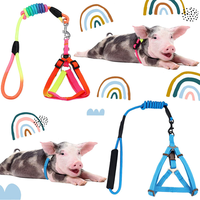 Frienda 2 Pieces Adjustable Mini Pig Harness Leash Mini Pig Walking Harness and Leash for Hog Piggy Ferret Rabbit Dog Cat and Other Small Animals Walking Training Jogging - PawsPlanet Australia