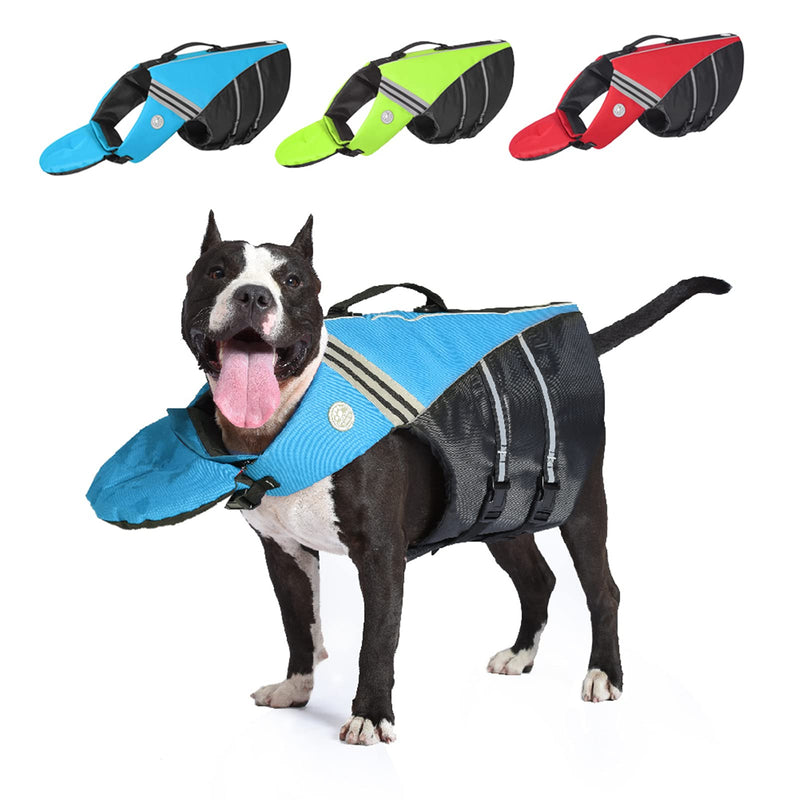Dog Life Jacket,Dog Safety Vest Adjustable Preserver,Ripstop Pet Puppy Floatation Vest Saver Swimsuit Preserver with Superior Buoyancy & Rescue Handle XS (Chest Girth: 14"-19") Blue - PawsPlanet Australia