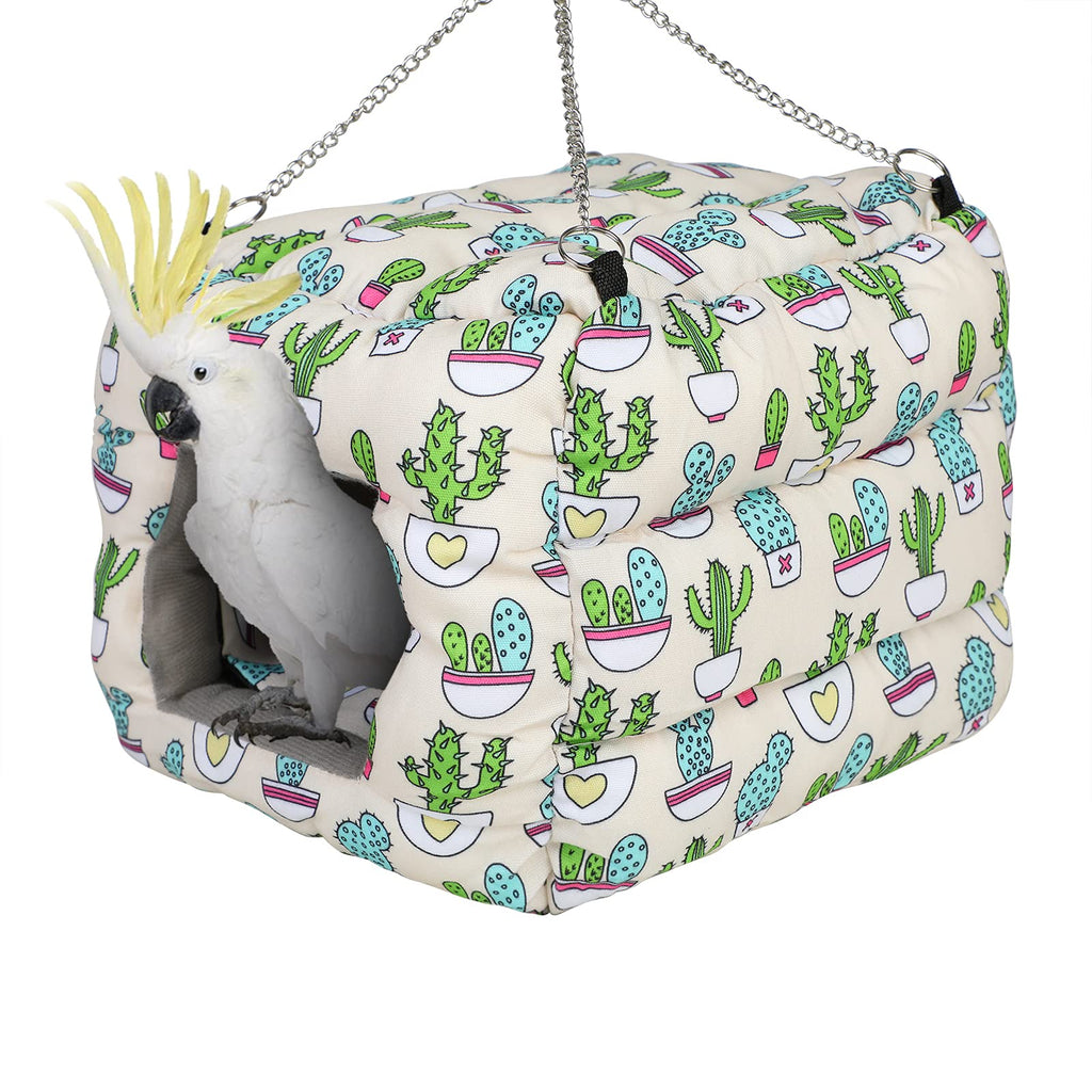 Lifemaison Plush Snuggle Bird Hammock Hanging Snuggle House Bird Parrot Nest Hideaway Winter Warm Bird Nest House Shed Hut Bird Bed Cave Finch Cage for Macaw Budgies Parakeet Cockatiels Cockatoo L Cactus - PawsPlanet Australia