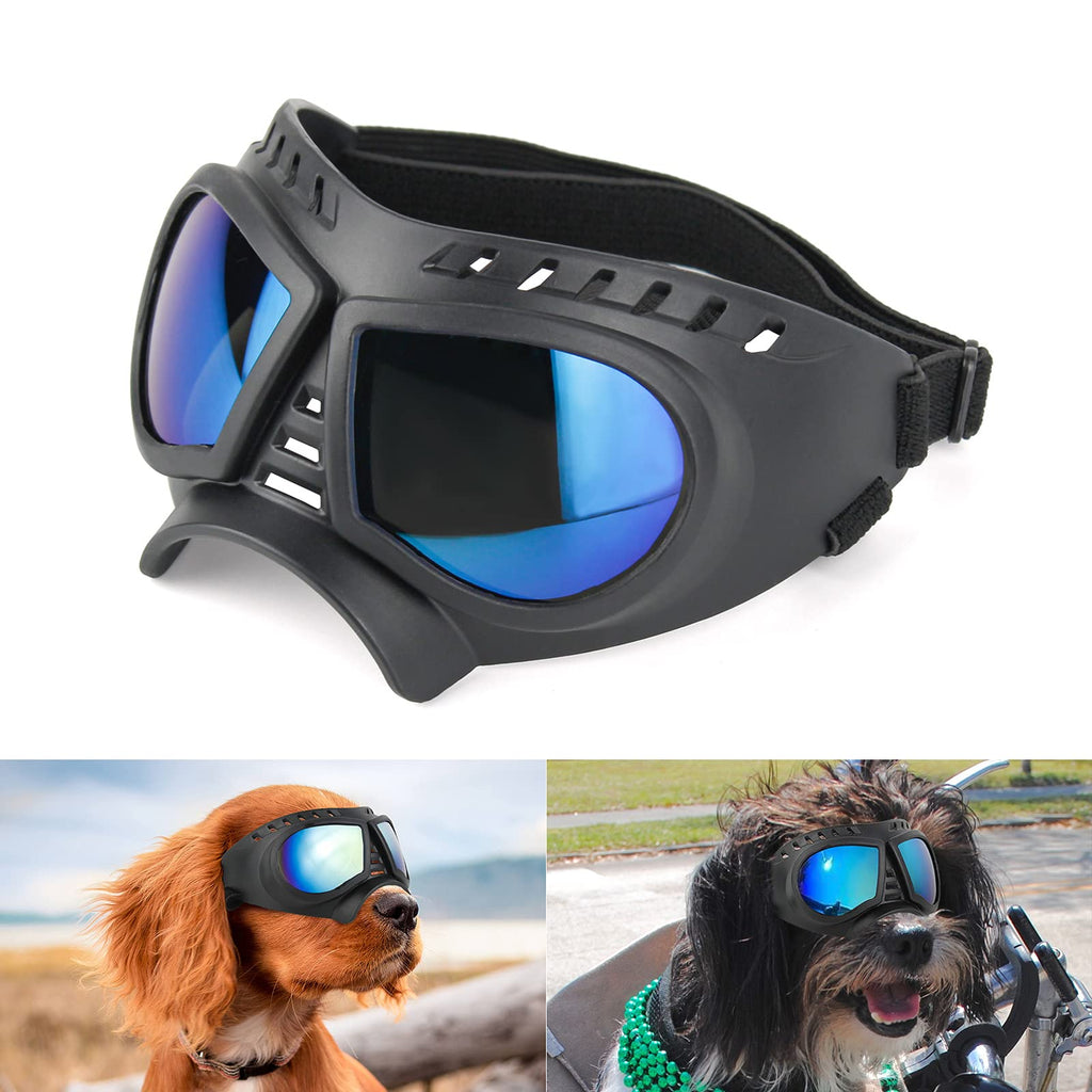 NAMSAN Dog Goggles Small Breed UV Dog Glasses Windproof Doggy Sunglasses Puppy Eyewear for Long Snout Tiny Dogs, Soft Frame Blue - PawsPlanet Australia