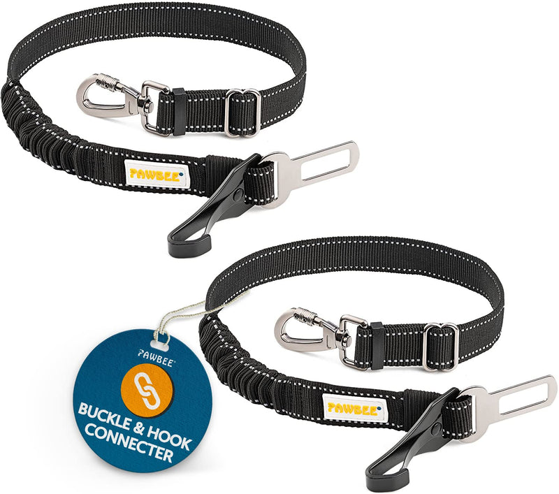 PAWBEE Dog Seat Belt - 2 Pack Upgraded 3-in-1 Easy Clip Dog Seatbelts - Durable Nylon Dog Seatbelt Harness with Reflective Elastic Bungee for Safety - Adjustable Pet Car Seat Belt with Buckle - PawsPlanet Australia