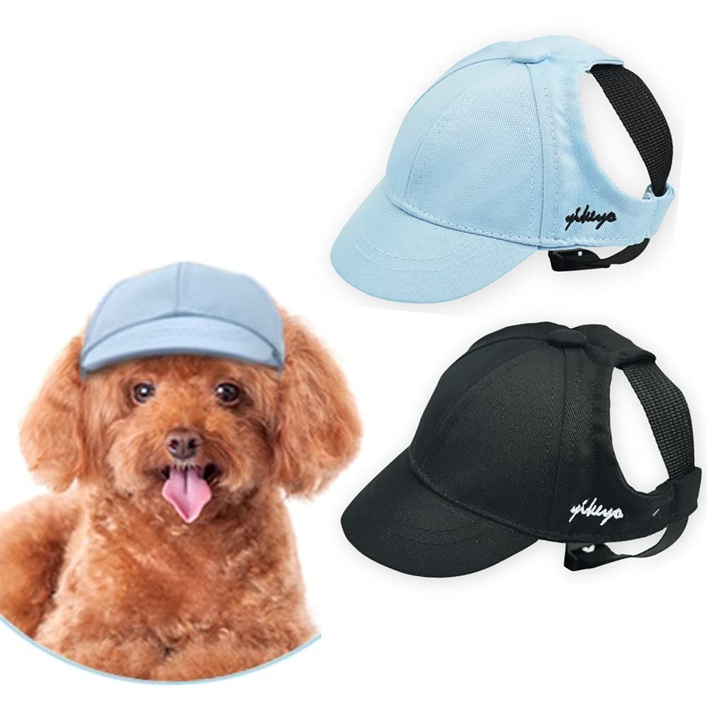 Dog Baseball Cap,Pet Hats Dog,Summer Pet Dog Hat,Windproof Travel Sports Sun  Hats with Ear Holes and Chin Strap for Puppy Large Dogs - Black(XL) 