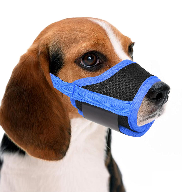 Crazy Felix Dog Muzzle, Adjustable Dog Muzzle to Prevent Biting Chewing and Nipping, Nylon Soft Dog Mouth Cover for Small Medium Large Dogs XS(Snout:3.5-4.7in) Blue - PawsPlanet Australia