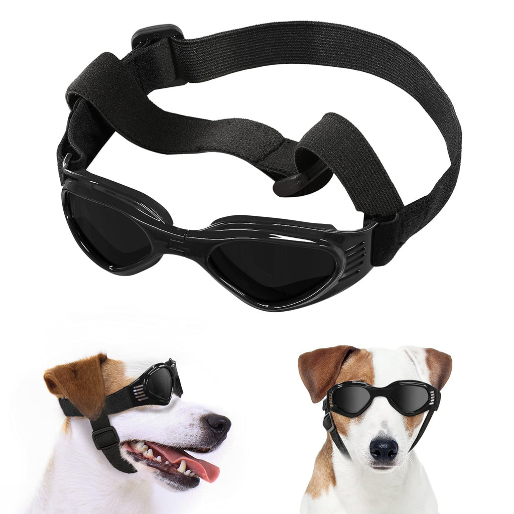 Lewondr Small Dog Sunglasses UV Protection Goggles Eye Wear Protection with Adjustable Strap Foldable Pet Sunglasses for Dogs Waterproof Pet Sun Glasses Dog Windproof Anti-Fog Glasses Black - PawsPlanet Australia