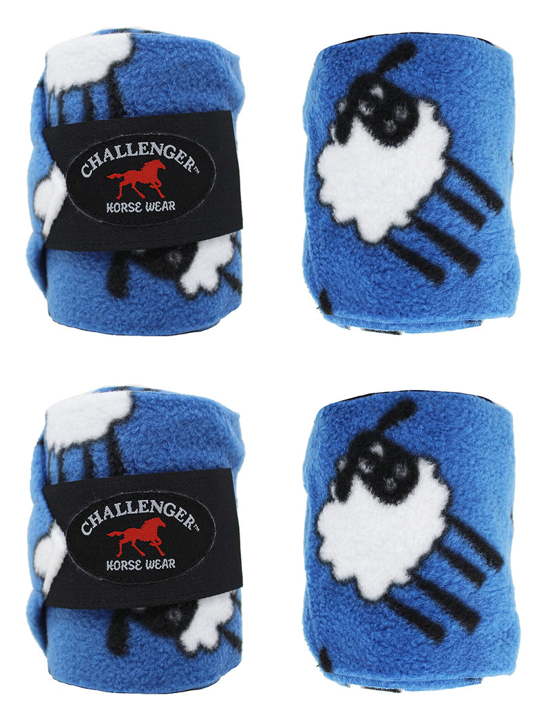 CHALLENGER 10ft Long Horse Tack Grooming Leg Set of 4 Polo Wrap Soft Fleece 95EE Blue Sheep - PawsPlanet Australia
