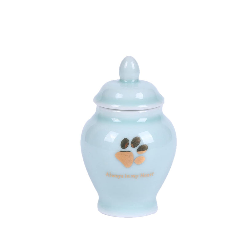 Youdear Memorials 6'' Handicrafts Pet Urns,Premium Urns for Dog and Cat Ashes,Suitable Size Keepsake Urns for Ashes Up to 55 Cubic inches (Cyan) Small - PawsPlanet Australia