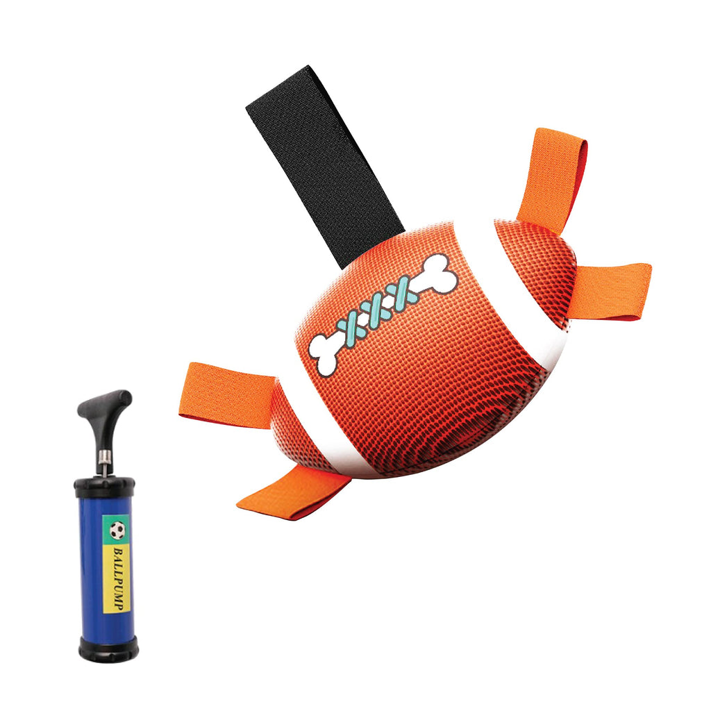 Minoody Dog Football, Dog Ball for Indoor & Outdoor, Dog Water Toy for Dogs, Dog Tug Toy with Grab Tabs, Pump & Inflating Needle, Interactive Dog Toy - PawsPlanet Australia