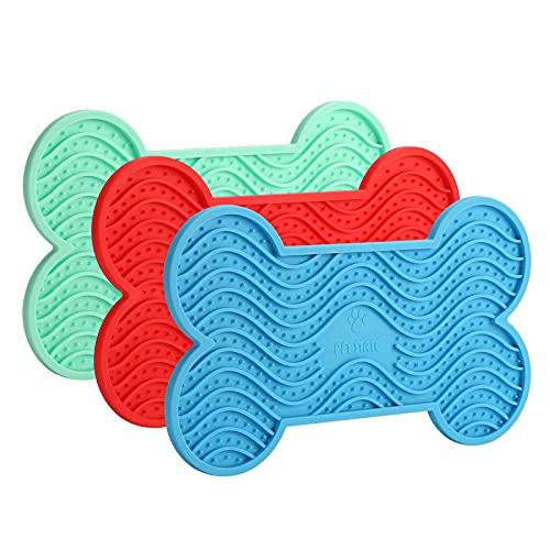 PET STATE Lick Pad for Dog, Boredom and Anxiety Reducer for Dog Bath, 3 Pcs Dog Slow Feeder, Super Strong Suction on Wall, Dog Peanut Butter Lick Pad, BPA Free and Non-Toxic Bone-Shaped Set - PawsPlanet Australia