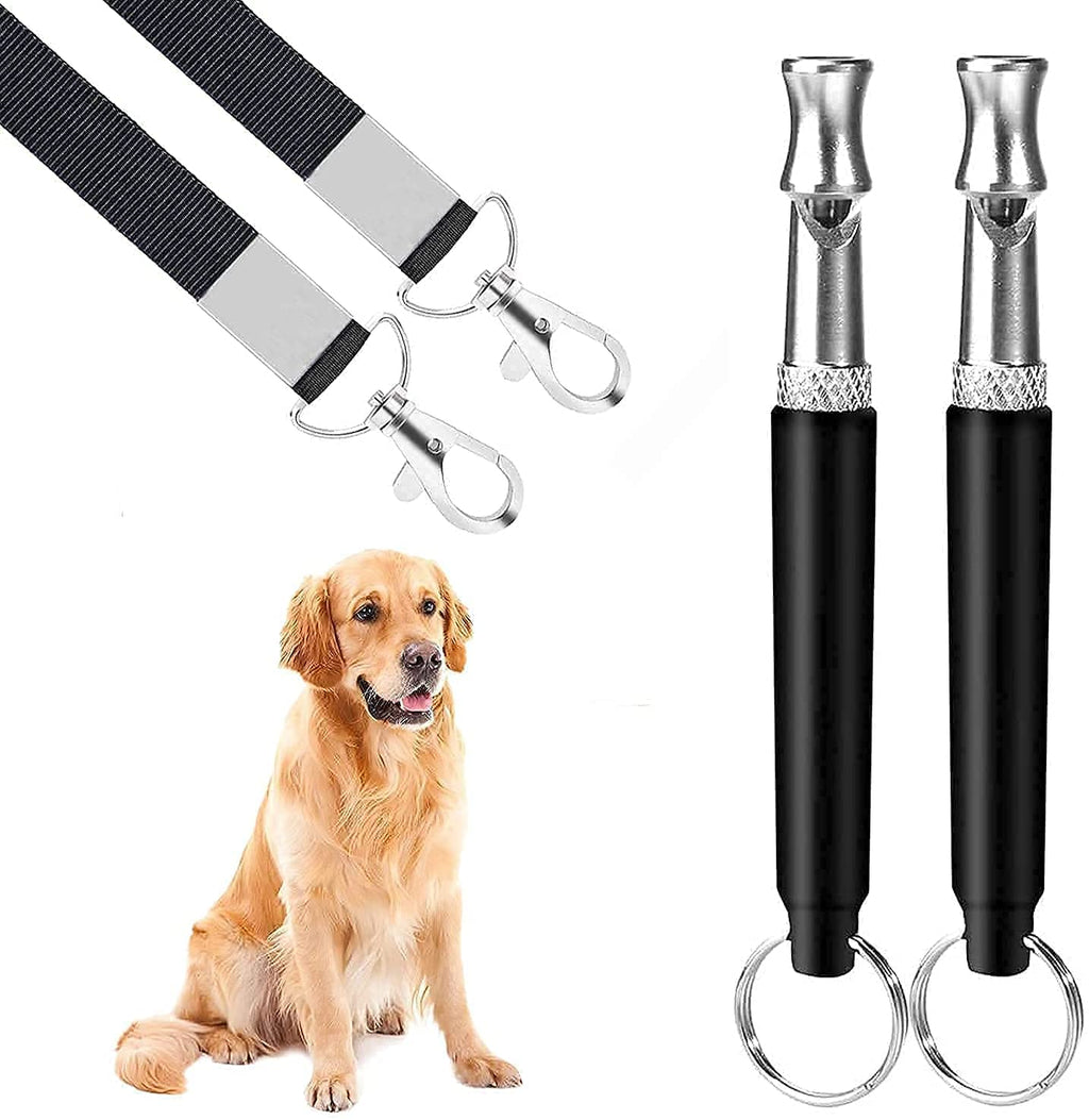 Dog Whistle, 2 Pack Ultrasonic Dog Whistle for Dog to Stop Barking,Recall Training, Whistle Dog Tracker, Adjustable Dog Whistle Silent Training Barking Control Devices for Dog,with Black Strap Lanyard - PawsPlanet Australia