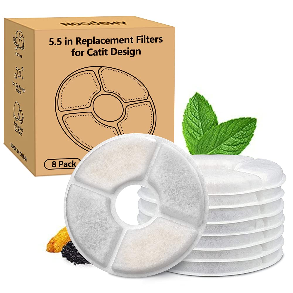 8-Pack Filters Compatible with Catit Senses Fountains and Catit Flower Fountains, Cat Water Fountain Replacement Filters, Pet Activated Carbon Filters - PawsPlanet Australia