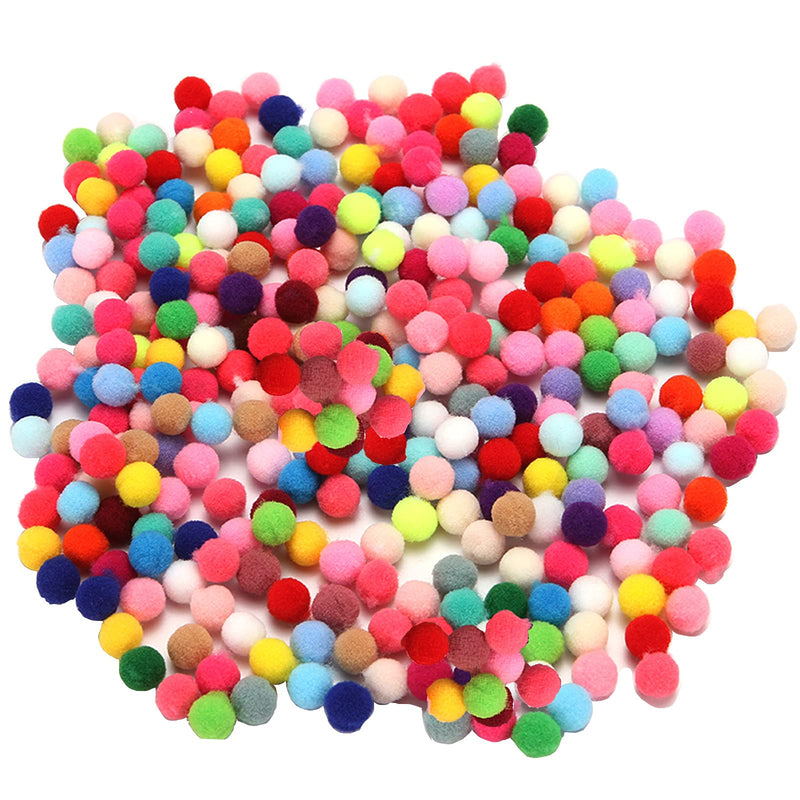 Marktol 100 Pcs Assorted Pom Poms，1cm Elasticity Anti-deform Craft Pom Pom Balls，Use for Clothing Ornament Handicraft Decoration，Sensory Game，Multicolor - PawsPlanet Australia