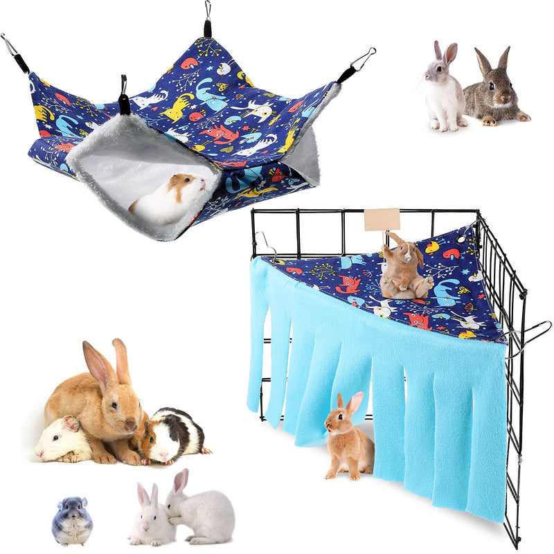 Jetec Small Animal Hanging Hammock and Guinea Pig Hideout Corner Hamster Hammock Hideout for Guinea Pigs Bunkbed Hammock Toy Peekaboo Toy for Guinea Pig Hamster Chinchilla Ferret Bunny Cute Pattern - PawsPlanet Australia