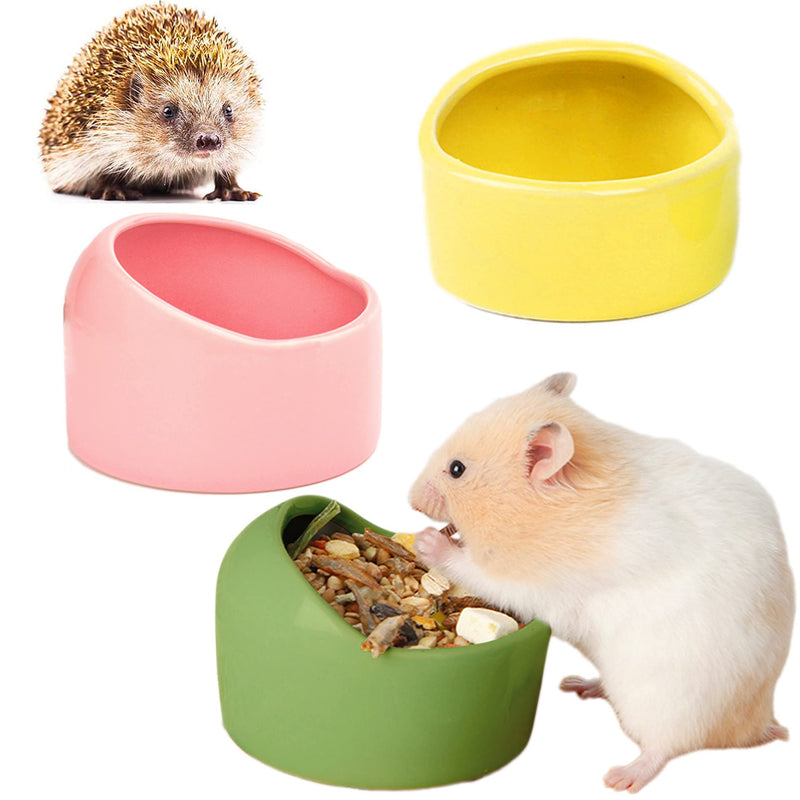 JSLZF Hamster Bowl Hamster Food Dish Ceramic Small Animal Bowl Prevent Knocking Over, Food Splashing and Chewing Feeding Dish for Gerbil Chinchilla Rat Ferret Hedgehog (3 PCS) 3x1.9in - PawsPlanet Australia