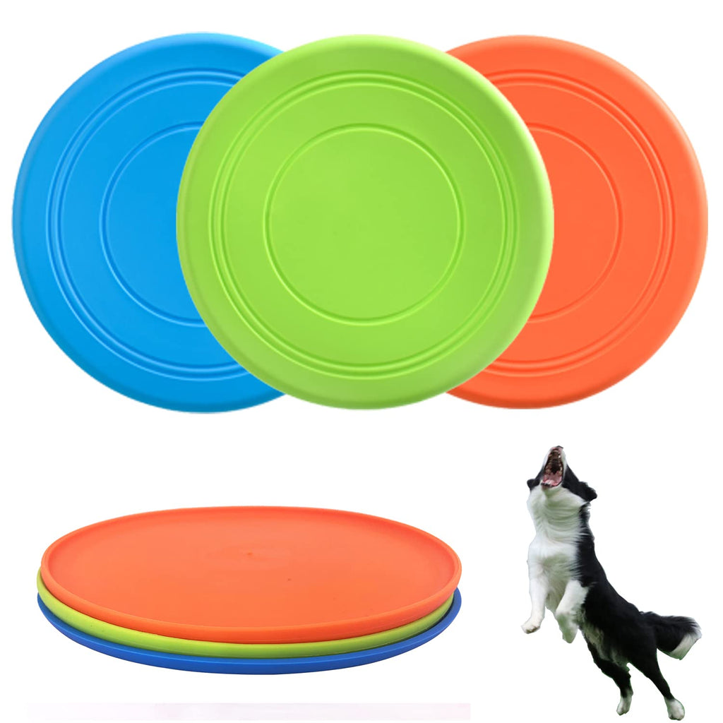 Dog Flying Disc, 3 Pack Dog Flyer Dog Toy, Dog Soft Rubber Interactive Lightweight Flying Disc Dog Toy for Small Large Dogs - Floats in Water & Safe on Teeth, 7 inch. - PawsPlanet Australia