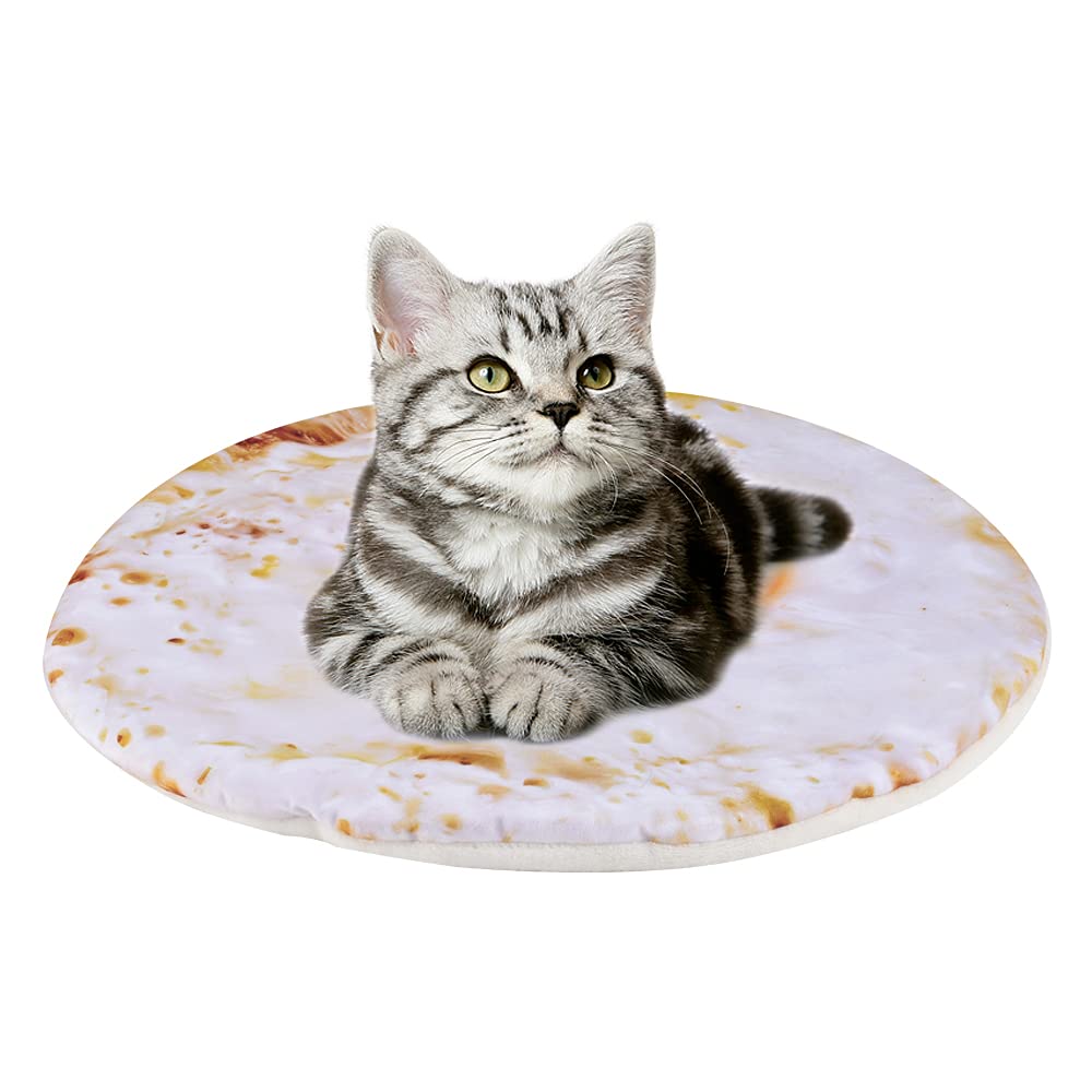 Pet Bed Mat TUSATIY | Ultra Soft Thick Flannel Pet Pad with Cute Pizza Bacon Design Cat Crate Kennel Pad, Machine Washable Warm Mattress for Dogs and Cats Fried egg Medium - PawsPlanet Australia