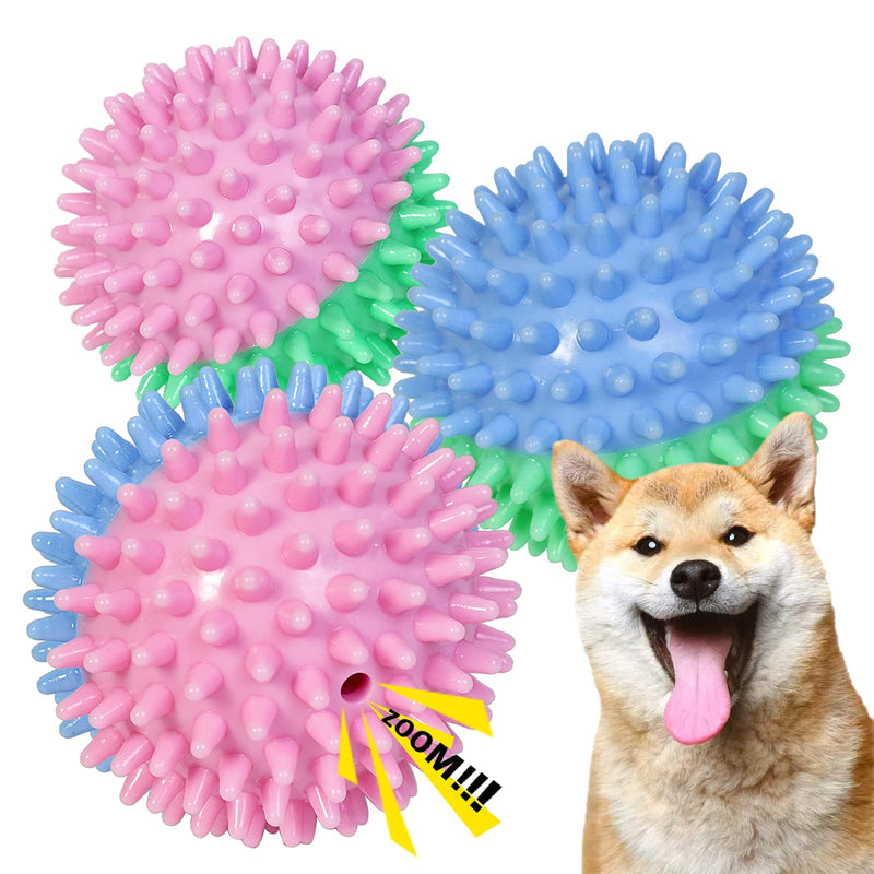 Dog Squeaky Balls Dog Toys:Soft Durable Bounce Balls for Puppy Small Medium Dogs,Great for Outdoor and Indoor Play,2.4Inch,Pack of 3 Spiky design 3 Pack - PawsPlanet Australia