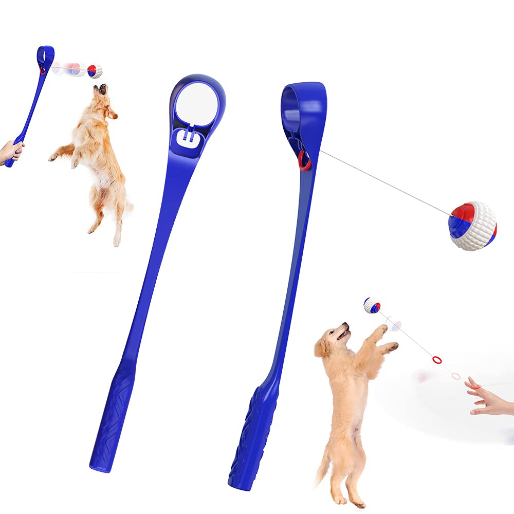 Dog Ball Launcher Toy, Outdoor Durable Tether Ball Multifunctional Dog Throwing Stick, Easy to Catch Training Toys, Pet Supplies, Dog Ball Thrower, Increase Interactivity Blue - PawsPlanet Australia