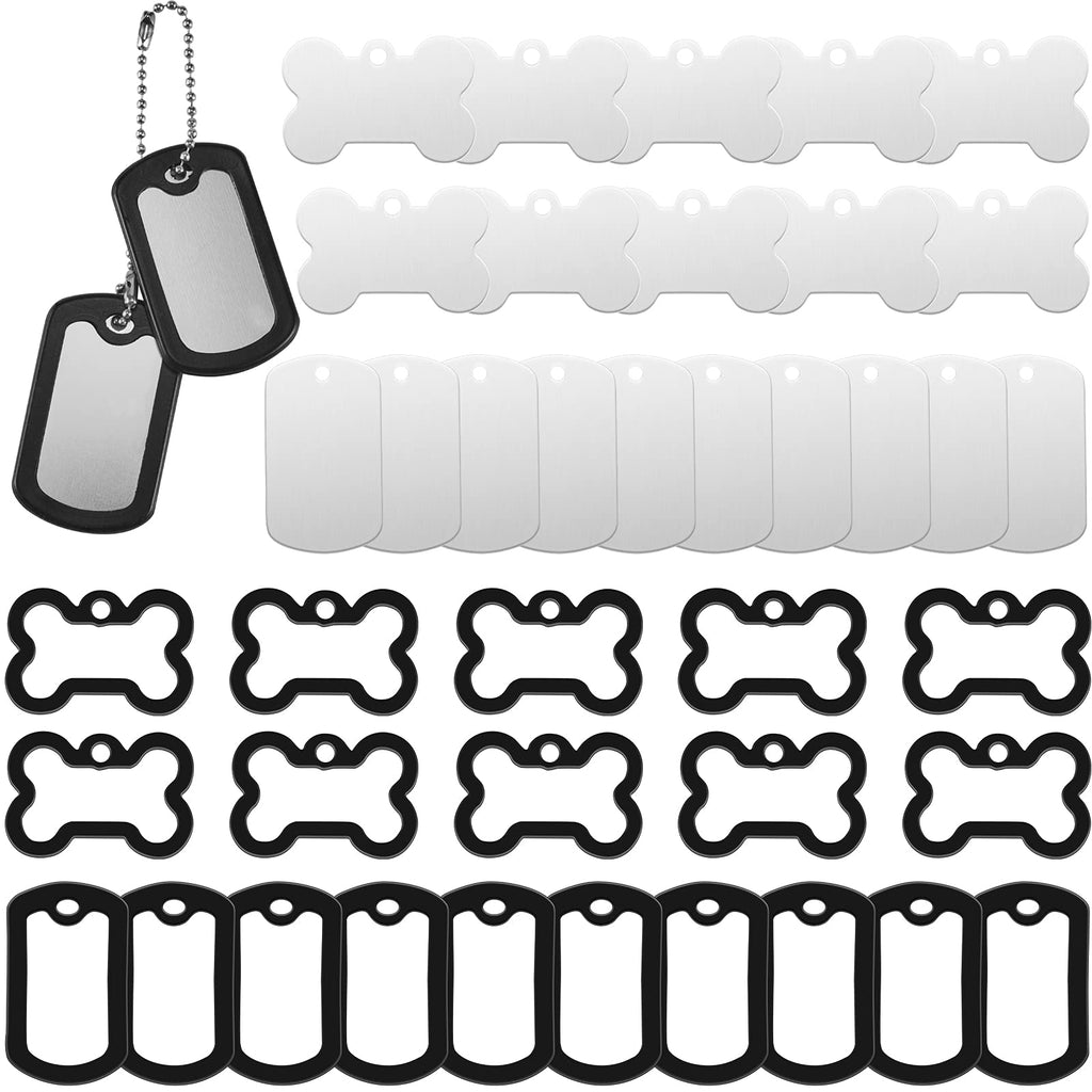 20 Pieces Dog Tag Silencer Military Dog Tag Silencer with 20 Pieces Dog ID Tags Bone Shape Dog Tag Silencer Square Shape Dog ID Tags Army Pet Tag Silencer Set to Reduce Noise and Protect Tag - PawsPlanet Australia