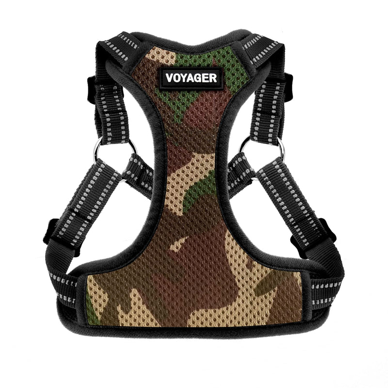 Voyager by Best Pet Supplies - Fully Adjustable Step-in Mesh Harness with Reflective 3M Piping XS (Chest: 13 - 16") Army Base - PawsPlanet Australia